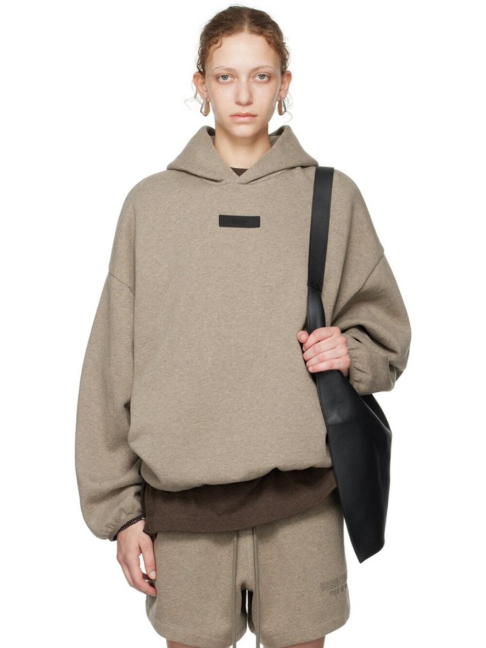 Fear of God ESSENTIALS Sz. S Heather Grey Elasticized Hoodie